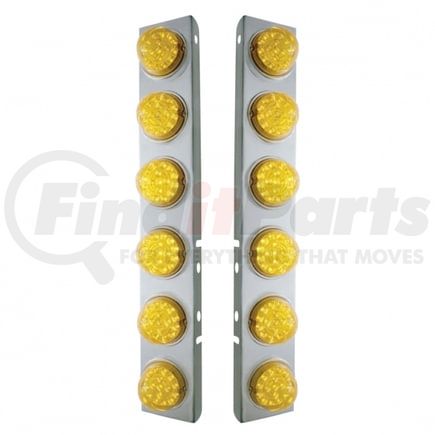 United Pacific 39636 Air Cleaner Light Box Panel - Stainless Steel, 12 Cutouts, 17 Amber LED/Lens, Reflector, with Bezel