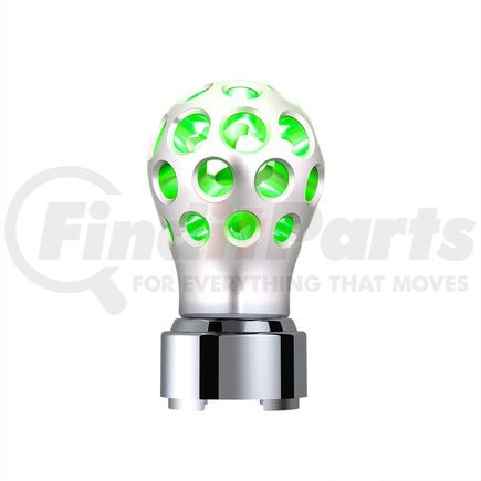 United Pacific 71098 Clear Anodized Gearshift Knob Ball - Phoenix Style with Green LED
