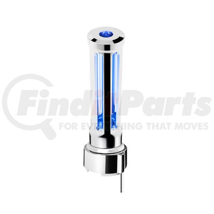 United Pacific 71136 Gear Shift Knob - Sonoma Style, Blue, Chrome Finish, Thread-On with Blue LED