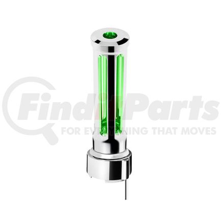 United Pacific 71138 Gear Shift Knob - Sonoma Style, Green, Chrome Finish, Thread-On with Green LED