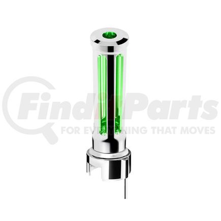 United Pacific 71150 Gear Shift Knob - Sonoma Style, Green, Chrome Finish, Thread-On with Green LED