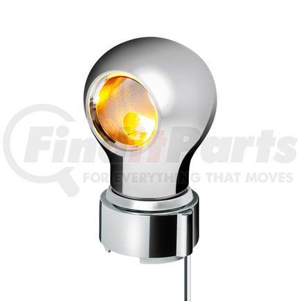 United Pacific 71163 Gearshift Knob - Charlotte Style, Chrome Finish, Thread-On with Amber LED