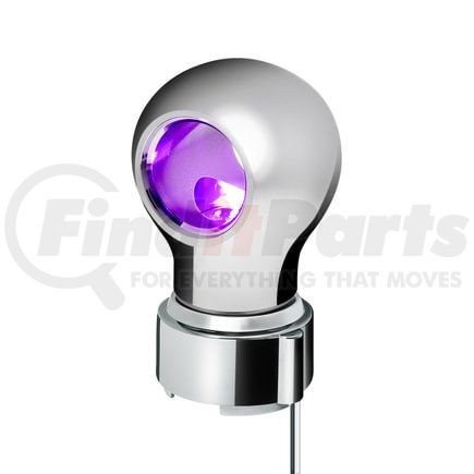 United Pacific 71167 Gearshift Knob - Charlotte Style, Chrome Finish, Thread-On with Purple LED