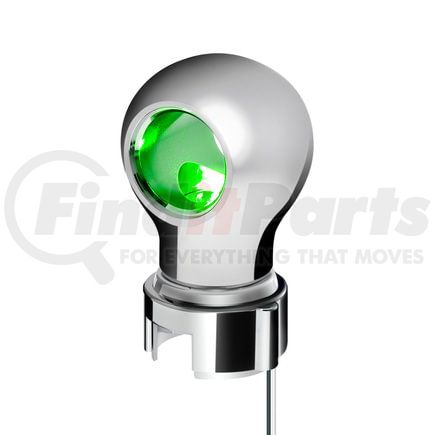 United Pacific 71178 Gearshift Knob - Charlotte Style, Chrome Finish, Thread-On with Green LED