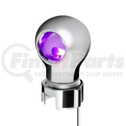 United Pacific 71179 Gearshift Knob - Charlotte Style, Chrome Finish, Thread-On with Purple LED