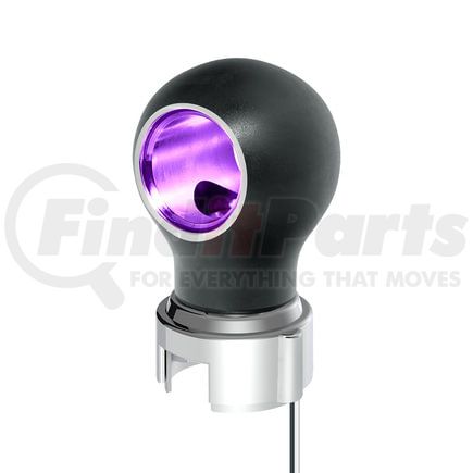 United Pacific 71185 Gearshift Knob - Charlotte Style, Matte Black Finish, Thread-On with Purple LED