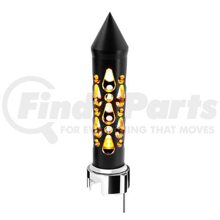 United Pacific 71202 Gearshift Knob - Brooklyn Style Spike, Matte Black Finish, Thread-On with Amber LED