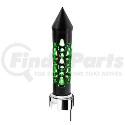 United Pacific 71205 Gearshift Knob - Brooklyn Style Spike, Matte Black Finish, Thread-On with Green LED
