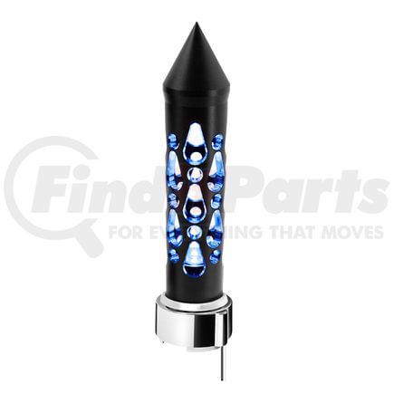 United Pacific 71209 Gearshift Knob - Brooklyn Style Spike, Matte Black Finish, Thread-On with Blue LED