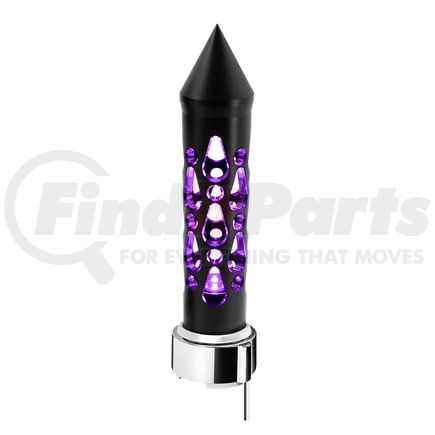 United Pacific 71212 Gearshift Knob - Brooklyn Style Spike, Matte Black Finish, Thread-On with Purple LED