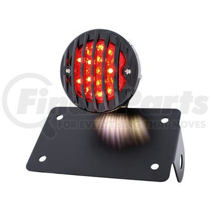 United Pacific 86851 Tail Light - Motorcycle LED, "Bobber" Style, Horizontal, with Black Grille Bezel, Red Lens