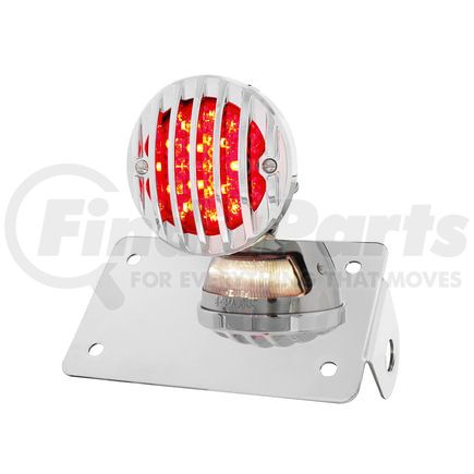 United Pacific 86852 Tail Light - Motorcycle LED "Bobber" Style Horizontal, with Chrome Grille Bezel, Smoke Lens