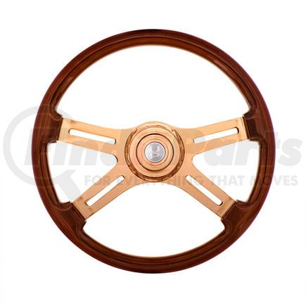 United Pacific 88119 Steering Wheel - 18", 4 Rose Gold Spokes, Wood Grain Grip