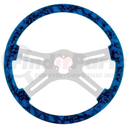 United Pacific 88235 Steering Wheel - Skull, with Hydro-Dip Wood Finish, Blue