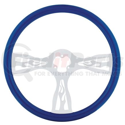 United Pacific 88242 Steering Wheel - Blue, with Chrome Spokes, "Flame"