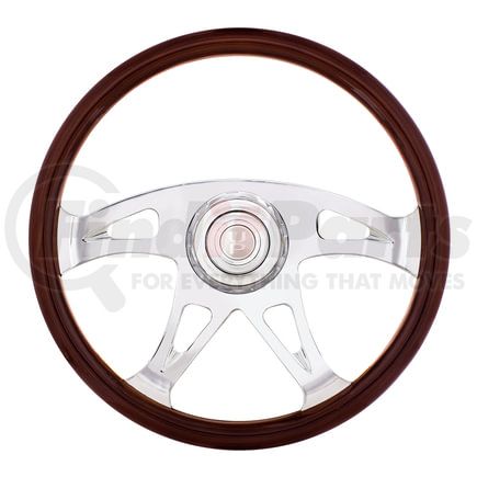 United Pacific 88311 Steering Wheel - 18" Boss, with Chrome Horn Bezel And Horn Button, Woodgrain