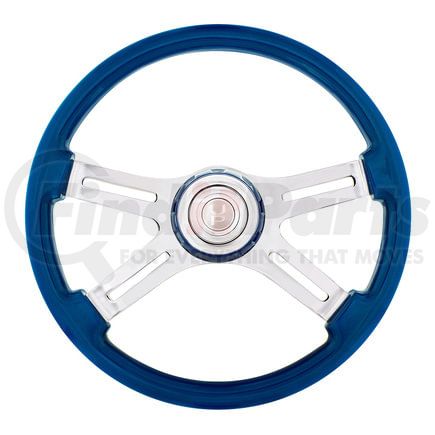 United Pacific 88313 Steering Wheel - 18" 4 Spoke, with Color Matching Horn Bezel, Electric Blue