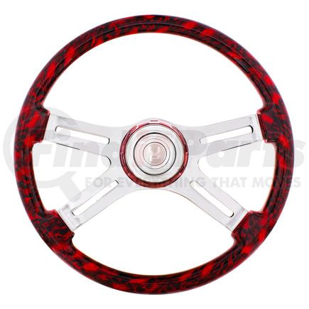United Pacific 88319 Steering Wheel - 18" 4 Spoke Skull, with Matching Skull Horn Bezel, Red