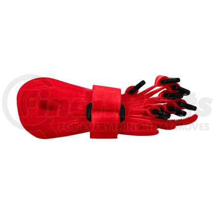 United Pacific 98023 Fastener Assortment - 8" Red Hook and Loop Velcro Strip Tie, with Buckle