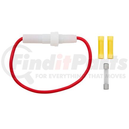 United Pacific 98123 Fuse Holder - In-Line, Glass, 12 AWG 6.5" Wire, with 20 Amp AGC Fuse and Vinyl Terminals