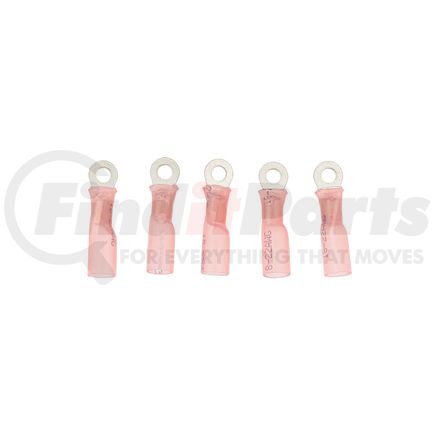 United Pacific 98150 Ring Terminal - 5 Pieces, Red, 22-18 AWG, #6 Stud, CS Heat Shrink