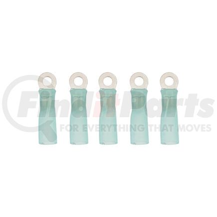 United Pacific 98165 Ring Terminal - 5 Pieces, Blue, 16-14 AWG, #6 Stud, Heat Shrink