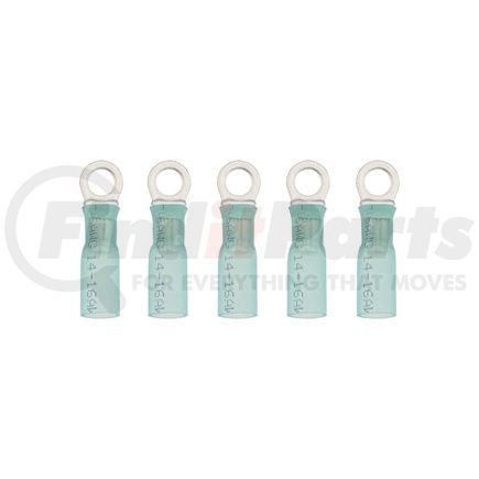 United Pacific 98167 Ring Terminal - 5 Pieces, Blue, 16-14 AWG, #10 Stud, CS Heat Shrink