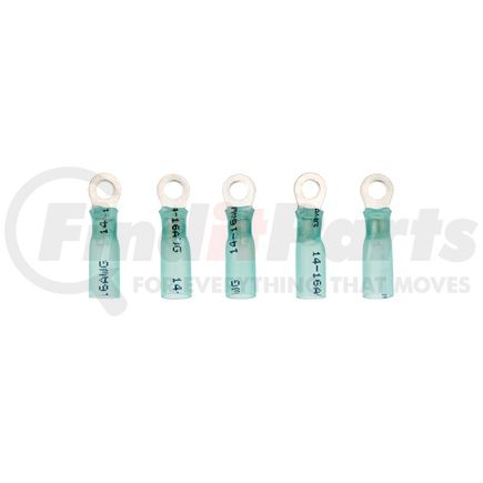 United Pacific 98166 Ring Terminal - 5 Pieces, Blue, 16-14 AWG, #8 Stud, CS Heat Shrink