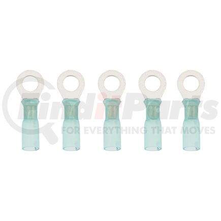 United Pacific 98168 Ring Terminal - 5 Pieces, Blue, 16-14 AWG, 1/4" Stud, CS Heat Shrink