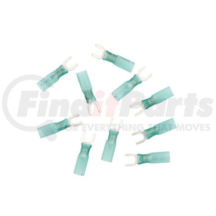 United Pacific 98180 Spade Terminal - 10 Pieces, Blue, 16-14 AWG, #10 Stud, CS Heat Shrink
