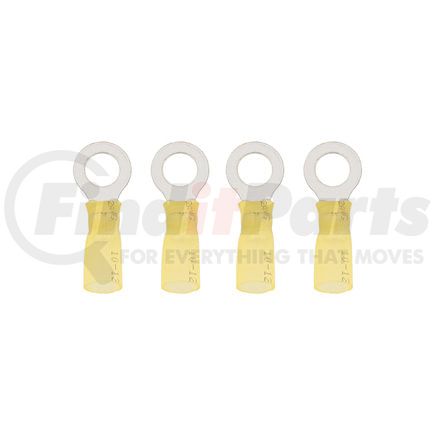 United Pacific 98190 Ring Terminal - 4 Pieces, Yellow, 12-10 AWG, 5/16" Stud, CS Heat Shrink