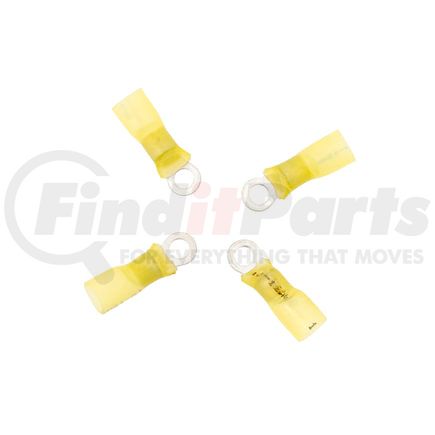 United Pacific 98188 Ring Terminal - 4 Pieces, Yellow, 12-10 AWG, #10 Stud, CS Heat Shrink