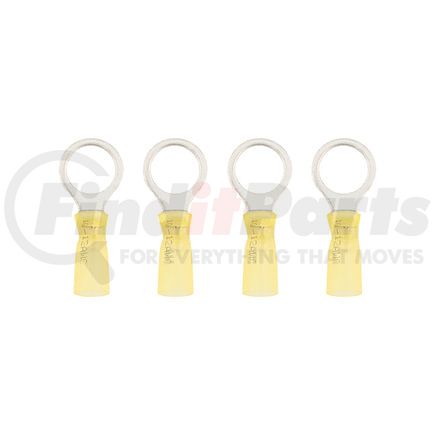United Pacific 98192 Ring Terminal - 4 Pieces, Yellow, 12-10 AWG, 1/2" Stud, CS Heat Shrink