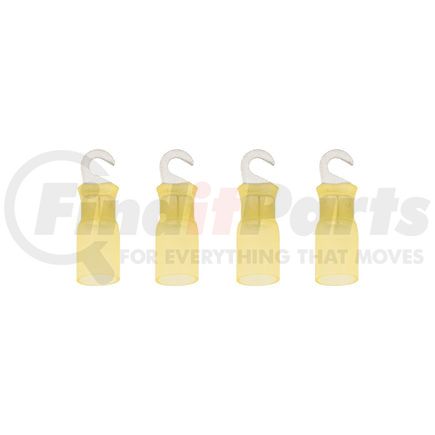 United Pacific 98193 Hook Terminal - 4 Pieces, Yellow, 12-10 AWG, #10 Stud, CS Heat Shrink