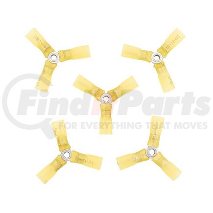 United Pacific 98198 3-Way Terminal - 5 Pieces, Yellow, 12-10 AWG, CS Heat Shrink Connector
