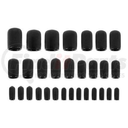 United Pacific 98252 Vacuum Cap Assortment - 30 Piecs, 1/8" thru 1/2", Black, Vinyl