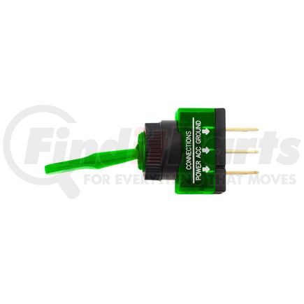 United Pacific 98353 Toggle Switch - Green, Illuminated, 20 AMP 12V, On/Off, S.P.S.T.