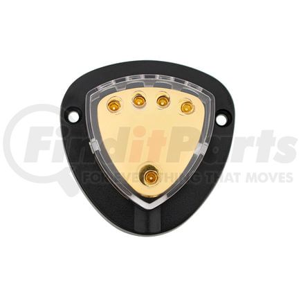 United Pacific 98439 Power Distribution Block - Gold, Triangular, with (1) 4 AWG Input and (4) 8 AWG Outputs
