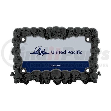 United Pacific 50113 License Plate Frame - Black, Skull Motorcycle