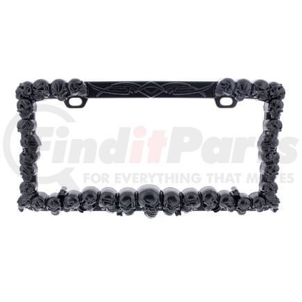 United Pacific 50116 License Plate Frame - Black, Skull