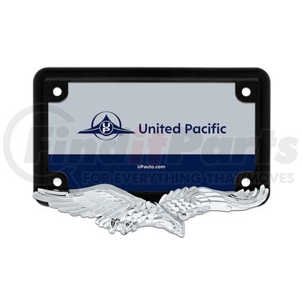 United Pacific 50124 License Plate Frame - Chrome Eagle Design, Black Frame, Fits All U.S. Motorcycle License Plates