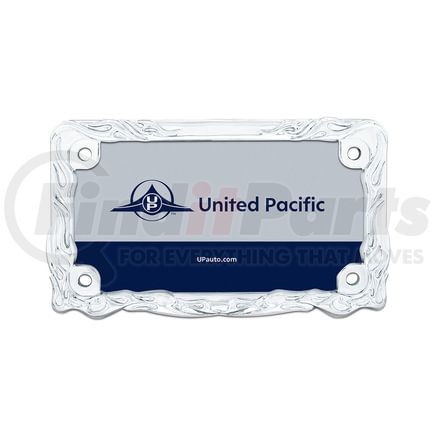 United Pacific 50128 License Plate Frame - Chrome, Flame Motorcycle