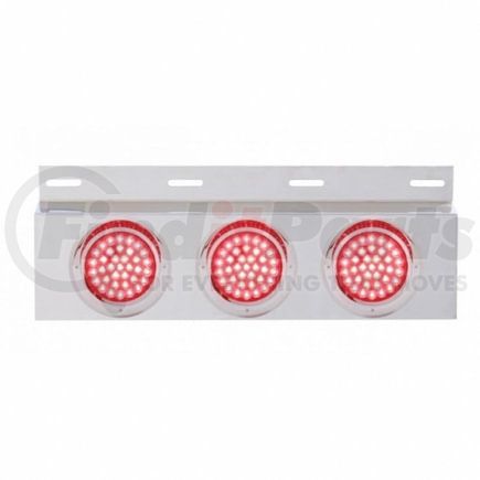 United Pacific 61702 Mud Flap Hanger - Mud Flap Plate, Top, Stainless, with Three 36 LED 4" Lights & Visors, Red LED/Red Lens