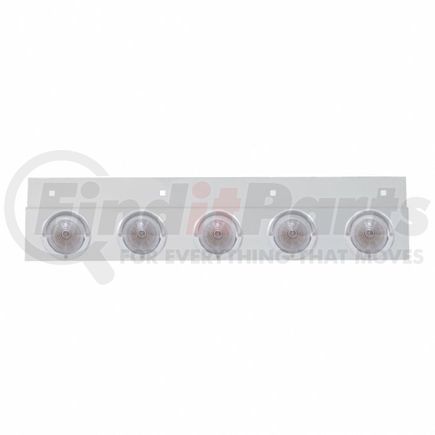 United Pacific 61723 Mud Flap Hanger - Mud Flap Plate, Top, Stainless, with Five 9 LED 2" Beehive Lights & Visors, Red LED/Clear Lens