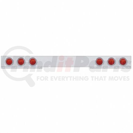 United Pacific 61738 Light Bar - Rear, One-Piece, Stainless Steel, Reflector/Stop/Turn/Tail Light, Red LED and Lens, with Chrome Bezels and Visors, 7 LED Per Light