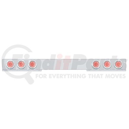 United Pacific 62650 Light Bar - Rear, One-Piece, Stainless Steel, Stop/Turn/Tail Light, Red LED, Clear Lens, with Chrome Bezels, 36 LED Per Light