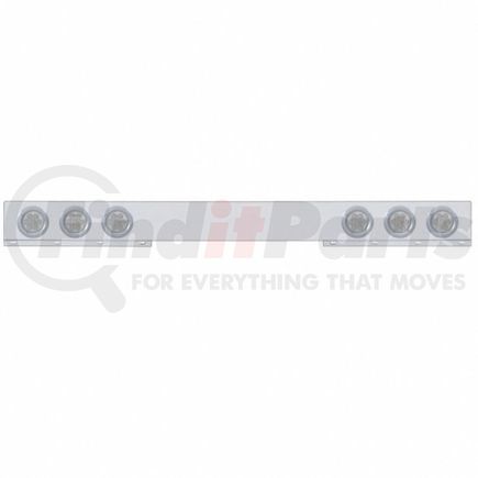 United Pacific 62779 Light Bar - Rear, One-Piece, Stainless Steel, Reflector/Stop/Turn/Tail Light, Red LED, Clear Lens, with Chrome Bezels, 7 LED Per Light