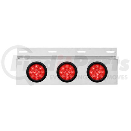 United Pacific 63704 Mud Flap Hanger - Mud Flap Plate, Top, Stainless, with Three 12 LED 4" Lights & Grommets, Red LED/Red Lens