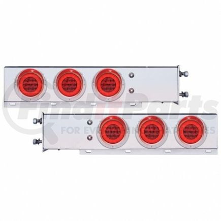 United Pacific 63776 Light Bar - Rear, "Glo" Light, Deluxe, Stainless Steel, Spring Loaded, with 3.75" Bolt Pattern - Stop/Turn/Tail Light, Red LED and Lens, with Chrome Bezels and Visors, 21 LED Per Light