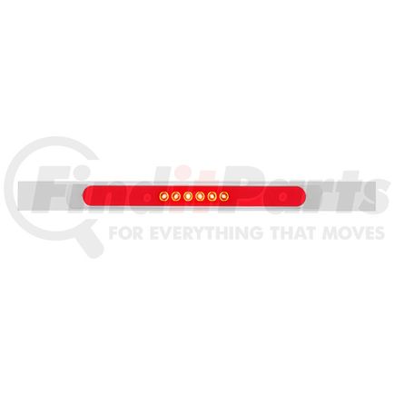 United Pacific 63794 Mud Flap Hanger - Mud Flap Plate, Top, Chrome, with 28 LED 17" "Glo" Light Bar & Bezel, Red LED/Red Lens